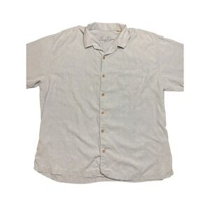 Tommy‎ Bahama Mens XXL Light Blue Tencel Lyocell Short Sleeve Button Down Shirt